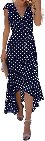 GRECERELLE Women's Summer Floral Print Cross V Neck Dress Bohemian Flowy Long Maxi Dresses PD-Bla... | Amazon (US)
