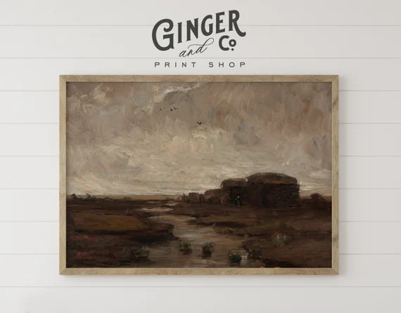 Tonal Landscape -- Vintage Fine Art Painting -- Framed Digital Print Canvas Art | Etsy (US)