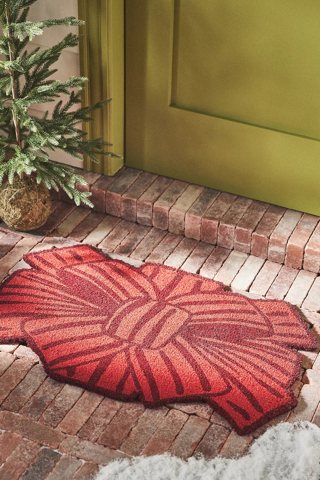 Bow-Shaped Coir Printed Doormat | Anthropologie (US)
