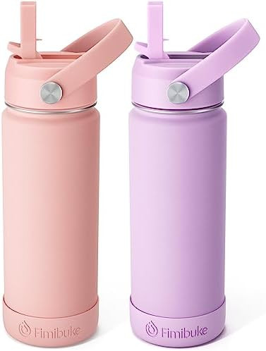 Fimibuke Kids Insulated Water Bottle, 18oz BPA FREE Kids Cups with Straw Double Wall Vacuum Tumbl... | Amazon (US)