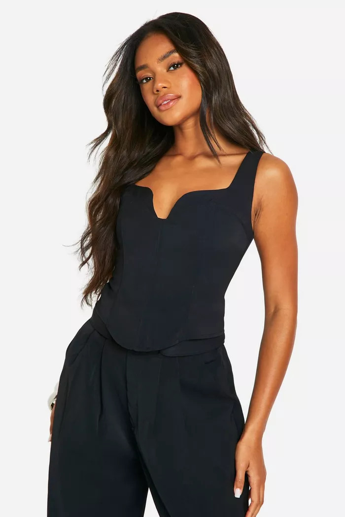 Scoop Structured Woven Corset Top | boohoo (US & Canada)