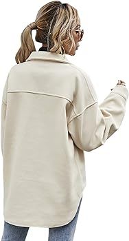 MakeMeChic Women's Wool Blend Button Down Long Sleeve Oversized Shacket Jacket Coat | Amazon (US)