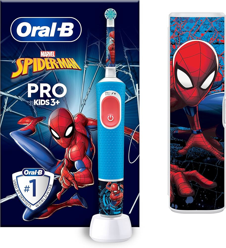 Oral-B Pro Kids Electric Toothbrush, 1 Toothbrush Head, x4 Spiderman Stickers, 1 Travel Case, 2 M... | Amazon (UK)
