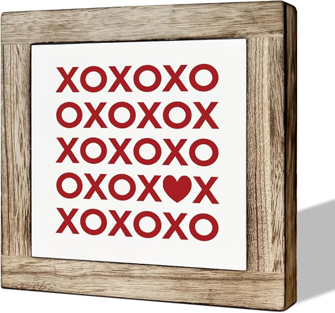 XOXO Sign, Wooden Box Signs for Home Decor, XO's Valentines Day Decor Sign, Decorative Wooden Tab... | Amazon (US)