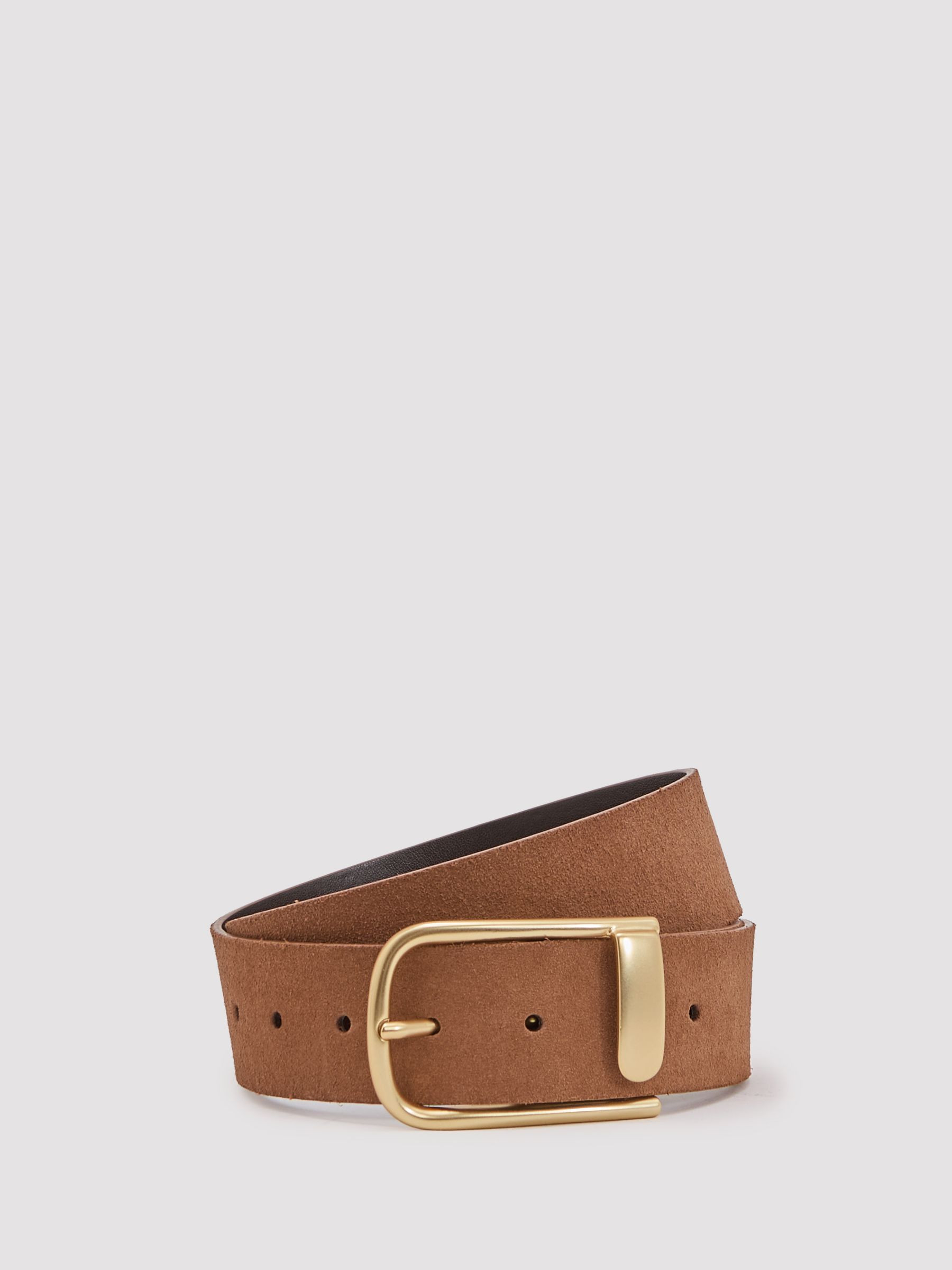 Reiss Suede Half Keeper Belt in Tan - REISS | Reiss UK