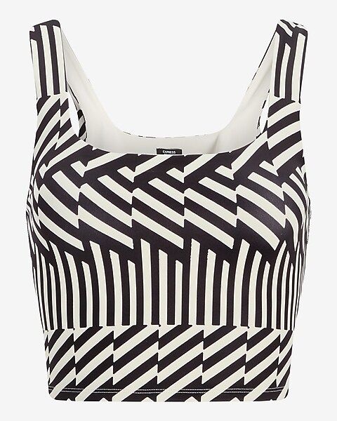 Body Contour Abstract Print Cropped Square Neck Tank | Express