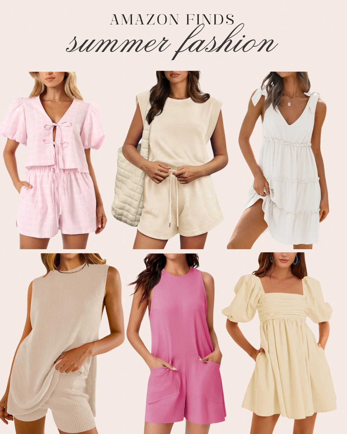 Cute new finds I have my eye on from Amazon! These would be perfect for summer ☀️

Two piece sets, romper, little white dress, casual outfits, comfy looks, vacation wear, neutral looks, bow top, fashion finds, affordable finds, outfit inspiration, fancythingsblog 

#LTKFindsUnder50 #LTKFindsUnder100 #LTKStyleTip