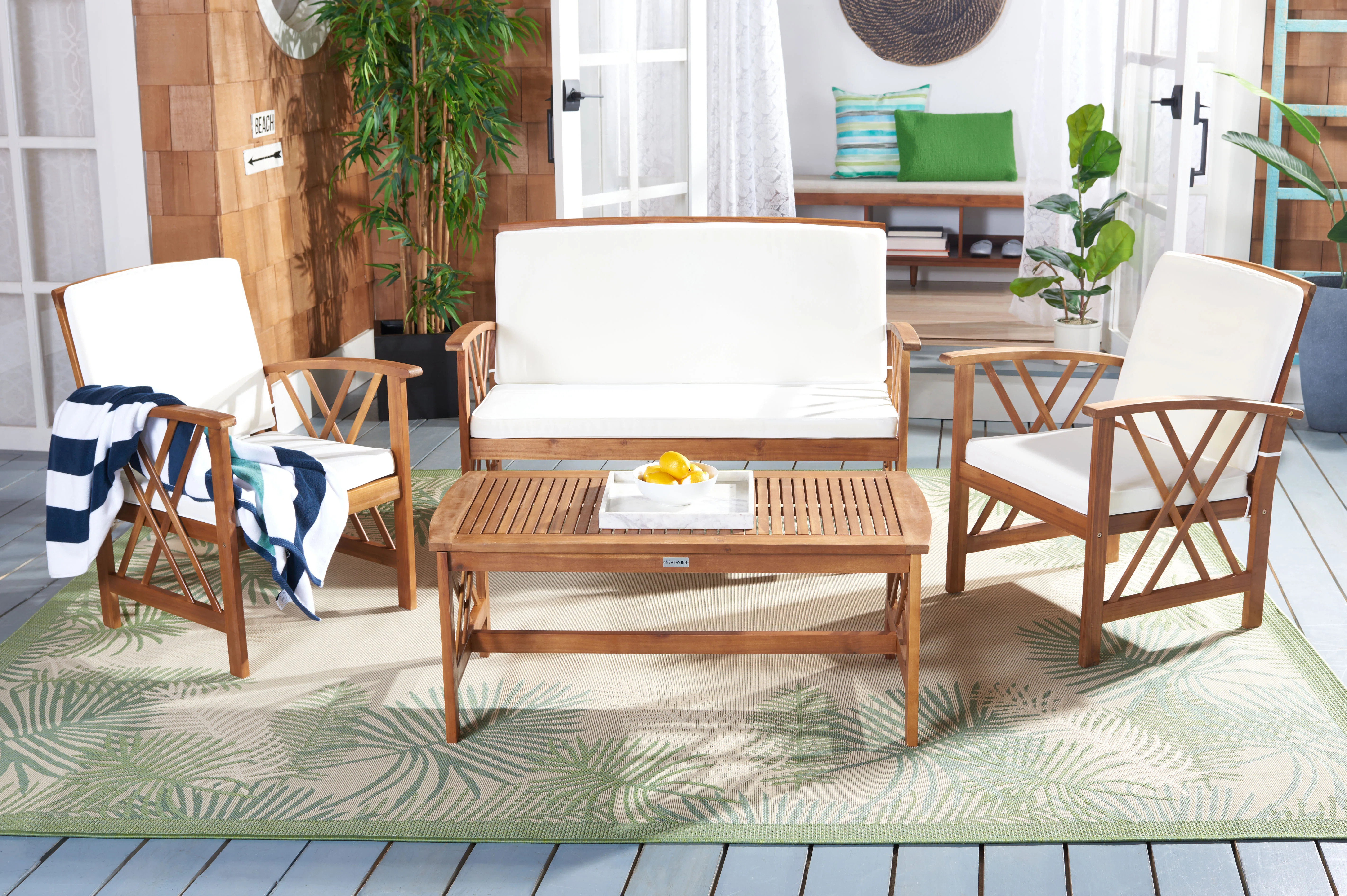 Calhoun Acacia 4 - Person Patio Conversation Set with Cushions | Wayfair North America