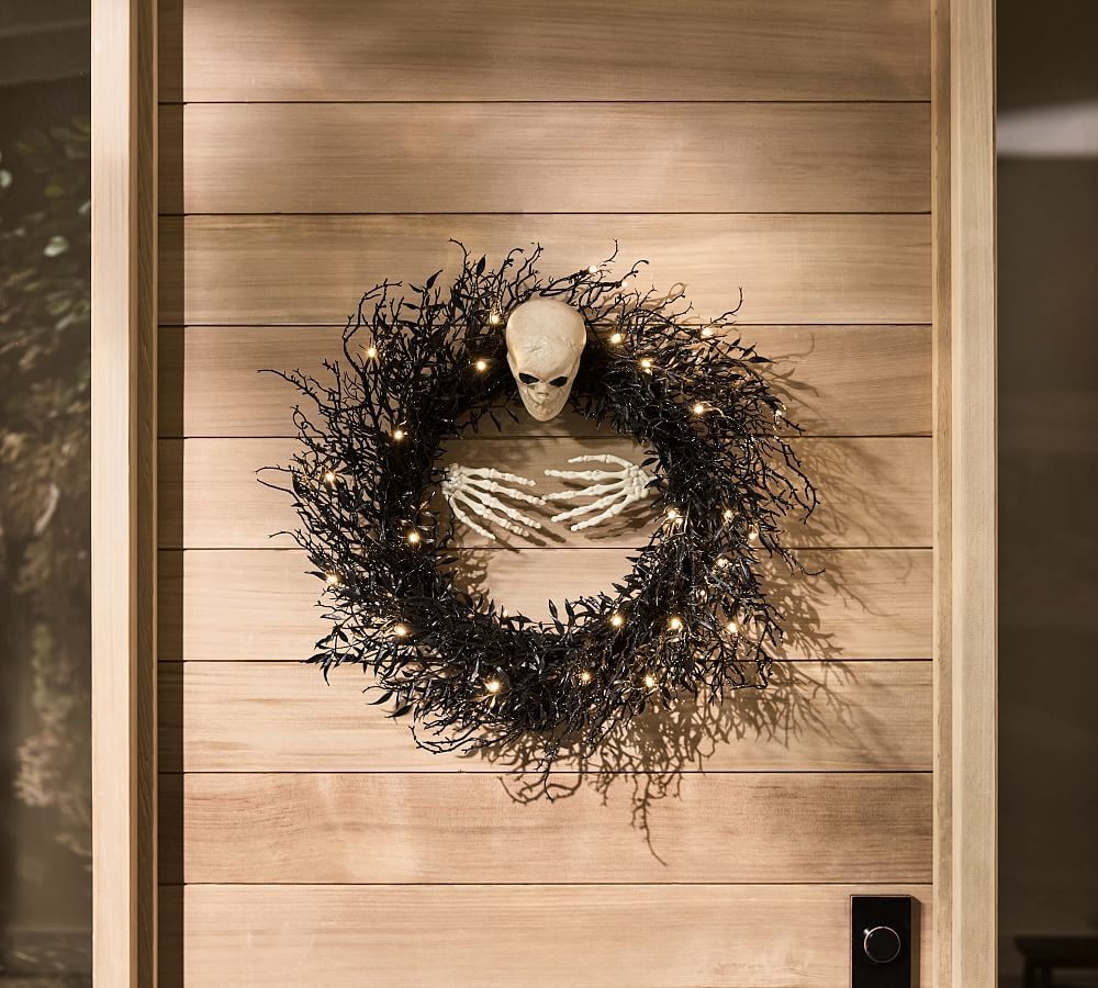 Handcrafted Light Up Skeleton Wreath | Pottery Barn (US)