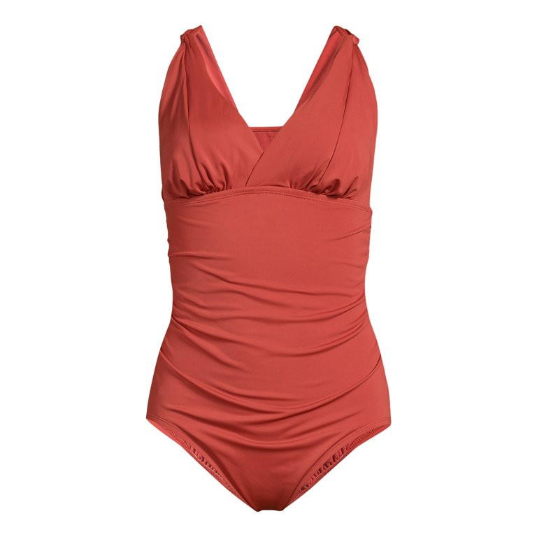 Time and Tru Women's and Women's Plus Plunge V Neck One Piece Swimsuit, Sizes XS-3X | Walmart (US)