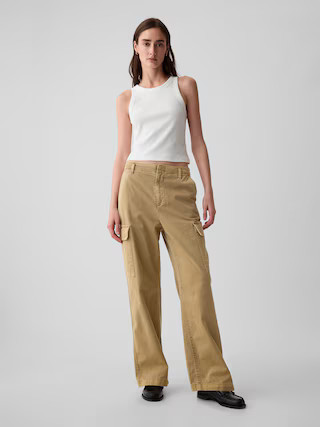 Mid Rise Loose Khaki Cargo Pants | Gap (US)