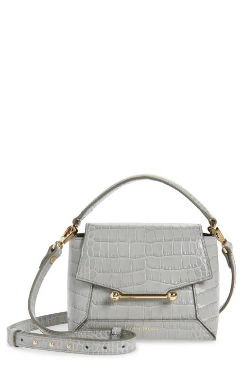 Strathberry Nano Mosaic Croc Embossed Top Handle Bag in Stone Grey at Nordstrom | Nordstrom