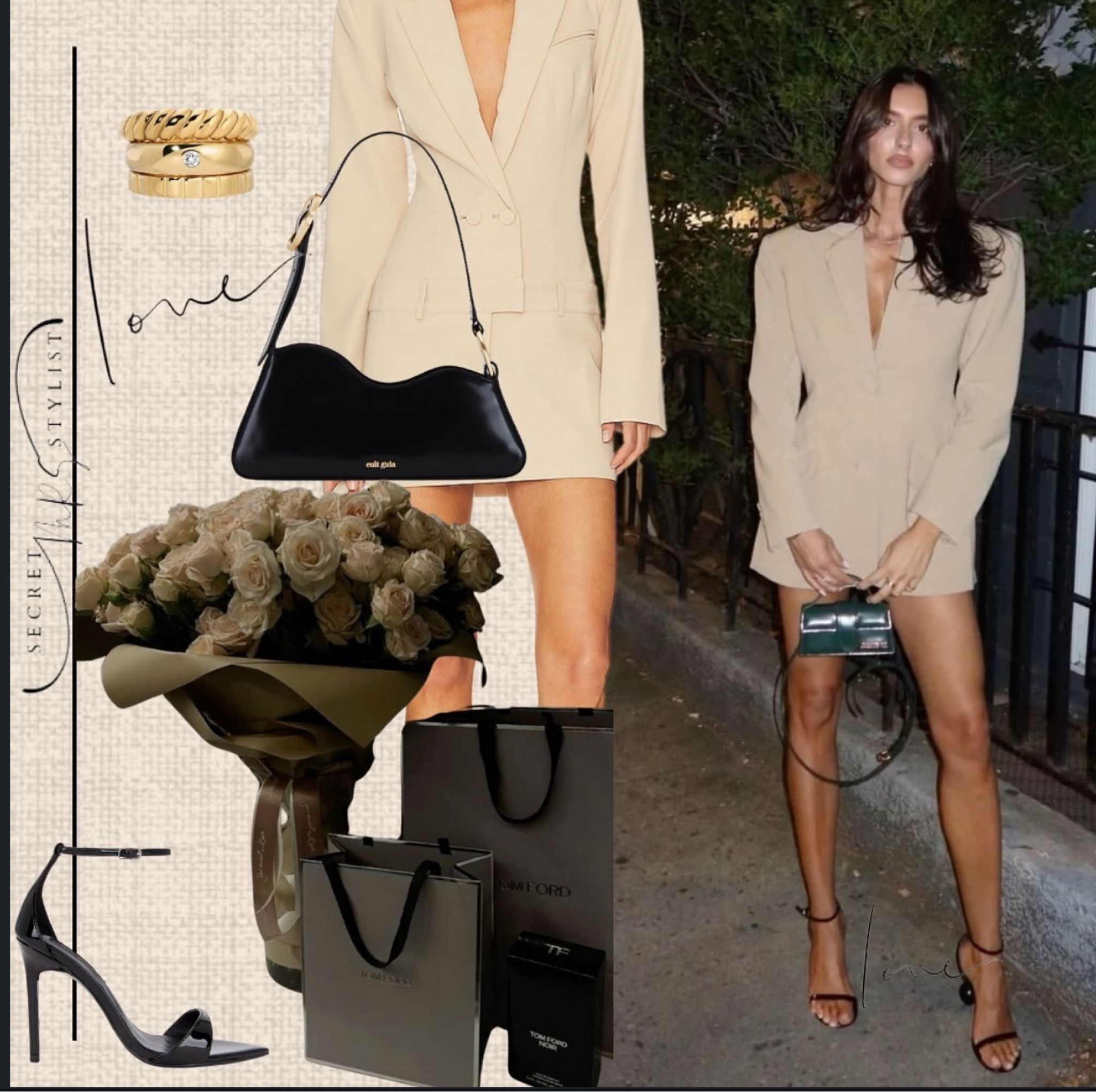 Effortlessly chic in a classic blazer dress with a sleek, minimalist vibe. Pairing it with black strappy heels and a statement handbag to keep it bold yet understated. Accessorized with gold rings for a touch of elegance. Fresh roses and Tom Ford packaging complete the luxe aesthetic. ✨ 

#LTKU #LTKParties #LTKStyleTip