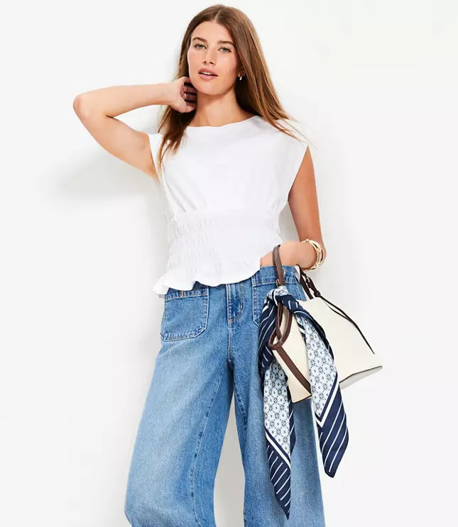 Smocked Modern Wedge Tee | LOFT
