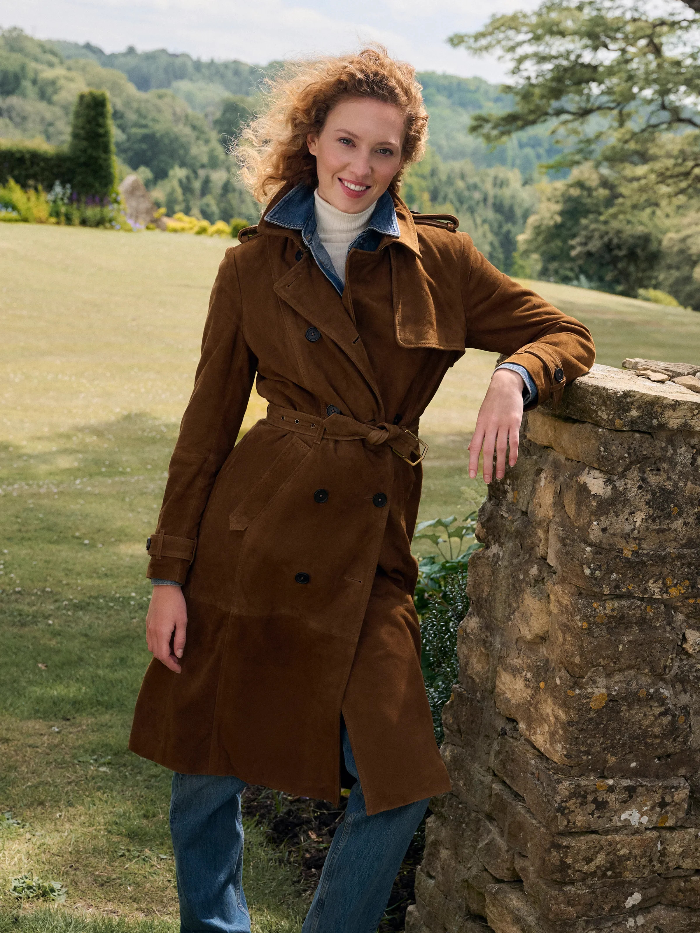 Frances - Women's Trench Coat - Tan Suede | Fairfax & Favor | Fairfax & Favor (UK)