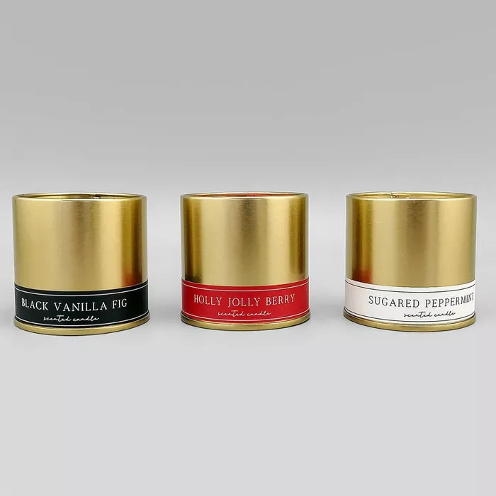 3ct Gold Holiday 3oz Tin Candle - Bullseye's Playground™ | Target