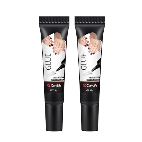 Curvlife Upgraded Super Strong 10g Semi Solid Nail Glue, 2pcs Best Soft Gel Nail Glue for Press on Nails - No UV Light Needed, Long Lasting | Amazon (US)
