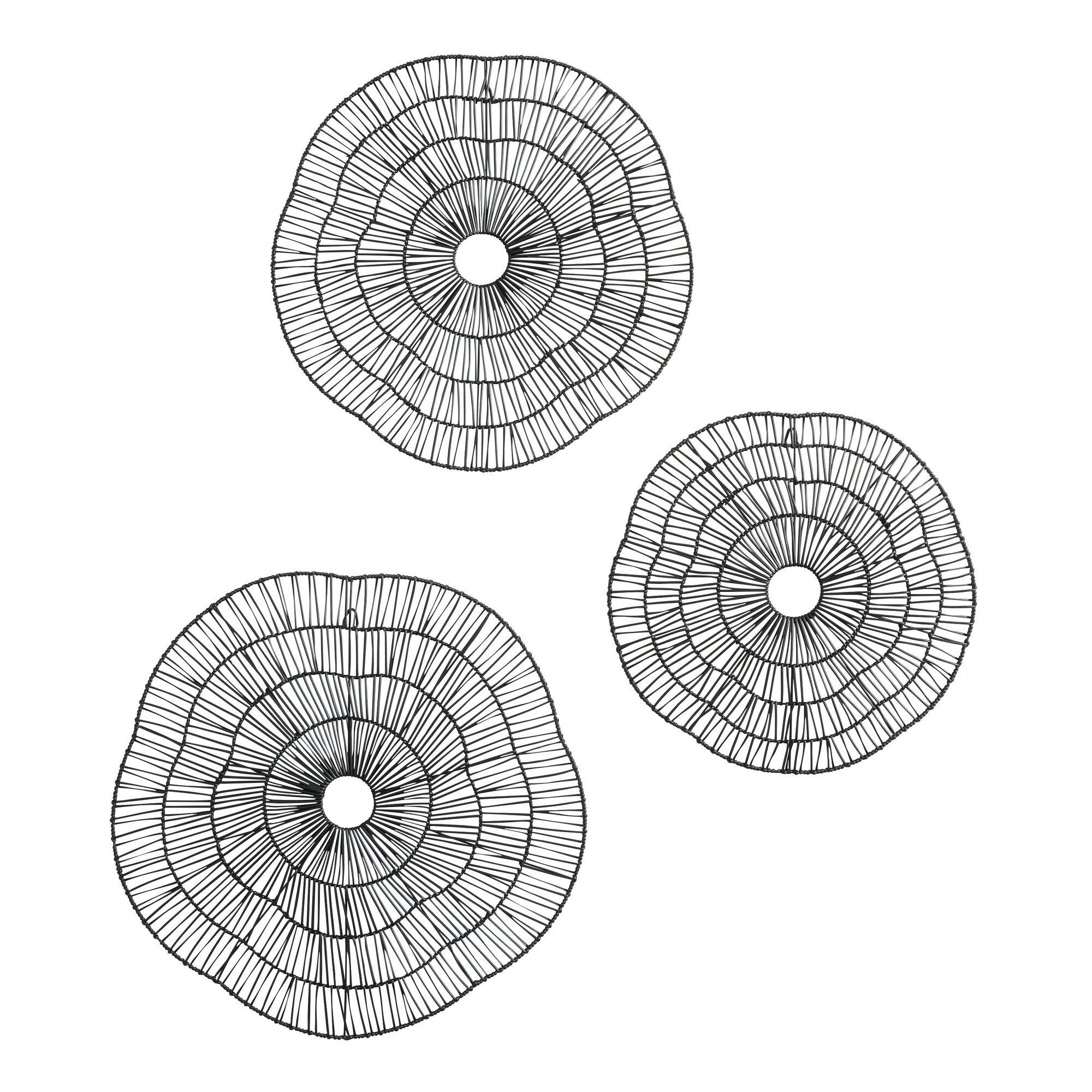 Handwoven Black Faux Rattan Disc Wall Decor 3 Piece | World Market