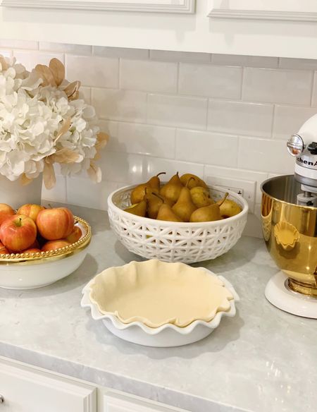 Ruffle pie dish, gold kitchenaid mixer bowl, fall kitchen  

#LTKstyletip #LTKSeasonal #LTKhome