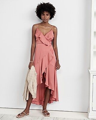Satin Ruffle Wrap Midi Dress$64.80 marked down from $108.00$108.00 $64.80Price Reflects 40% Off4.... | Express