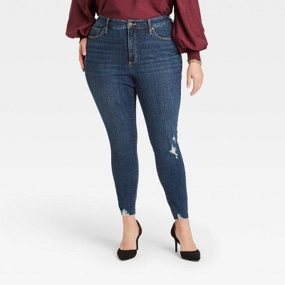Women's Plus Size High-Rise Ankle Skinny Jeans - Ava & Viv™ | Target