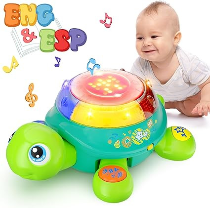 iPlay, iLearn Baby Musical Turtle Toy, Spanish English Bilingual Learning, Toddler Crawling Toys ... | Amazon (US)