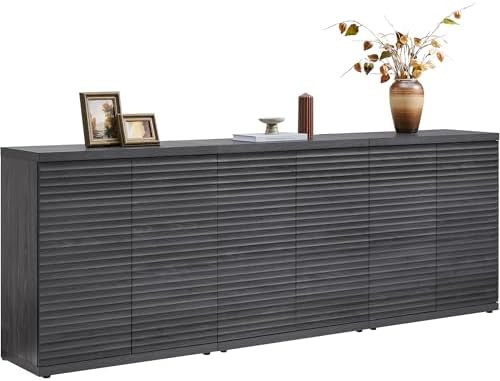 SICOTAS Buffet Cabinet with Storage Accent Sideboard Modern Credenza with Doors & Shelves Fluted ... | Amazon (US)