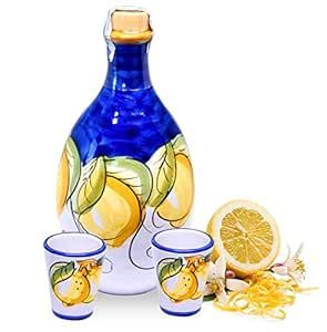 Hand-painted Jar 'LEMON' filled with Limoncello of Sorrento (Made in Italy) with n° 2 Glasses | Amazon (US)