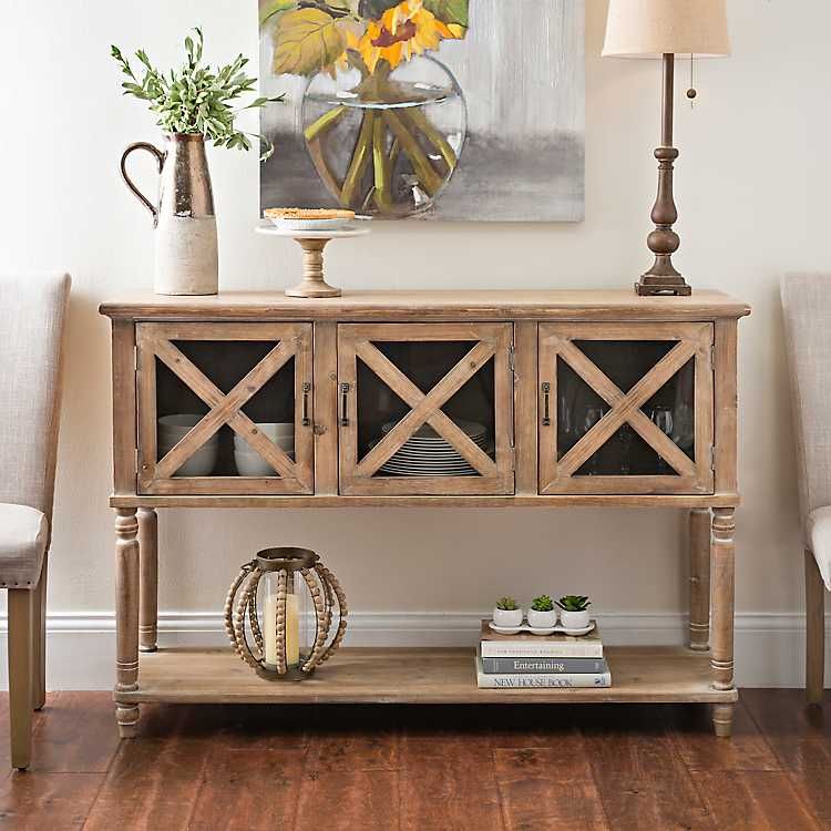 Wood and Glass Barn Door Console Table | Kirkland's Home
