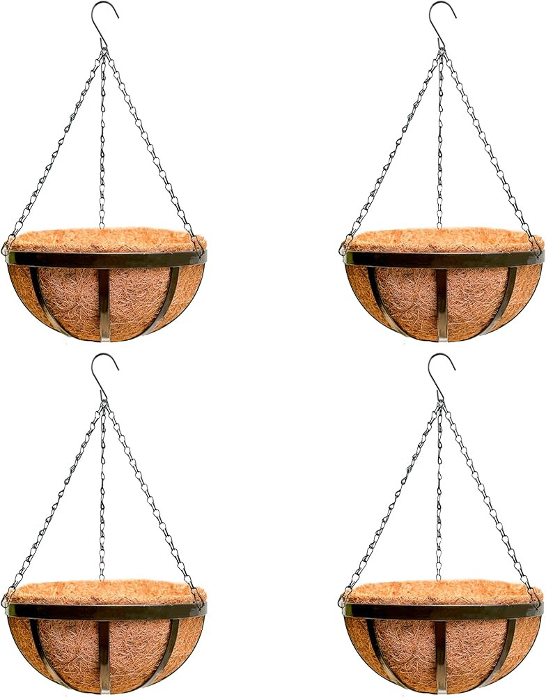 LaLaGreen Outdoor Hanging Baskets for Plants (4 Pack, 14 Inch) Large Hanging Planter with Coco Li... | Amazon (US)