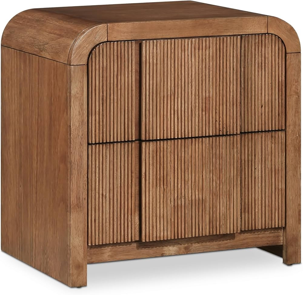 Meridian Furniture 314Walnut-NS Fluted Collection Art Deco Night Stand with Solid Wood Rich Walnu... | Amazon (US)