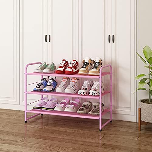 Simple Trending 3-Tier Stackable Shoe Rack, Expandable & Adjustable Fabric Shoe Shelf Storage Org... | Amazon (US)