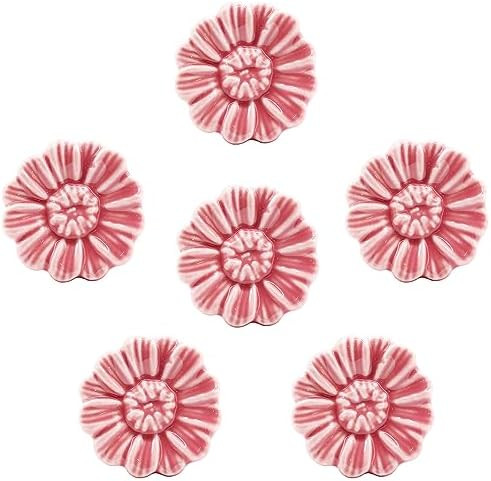 6Pcs Daisy Dresser Knobs 35mm/1.38 Inch Dia Vintage Floral Ceramic Drawer Knob Pulls with Screws ... | Amazon (US)