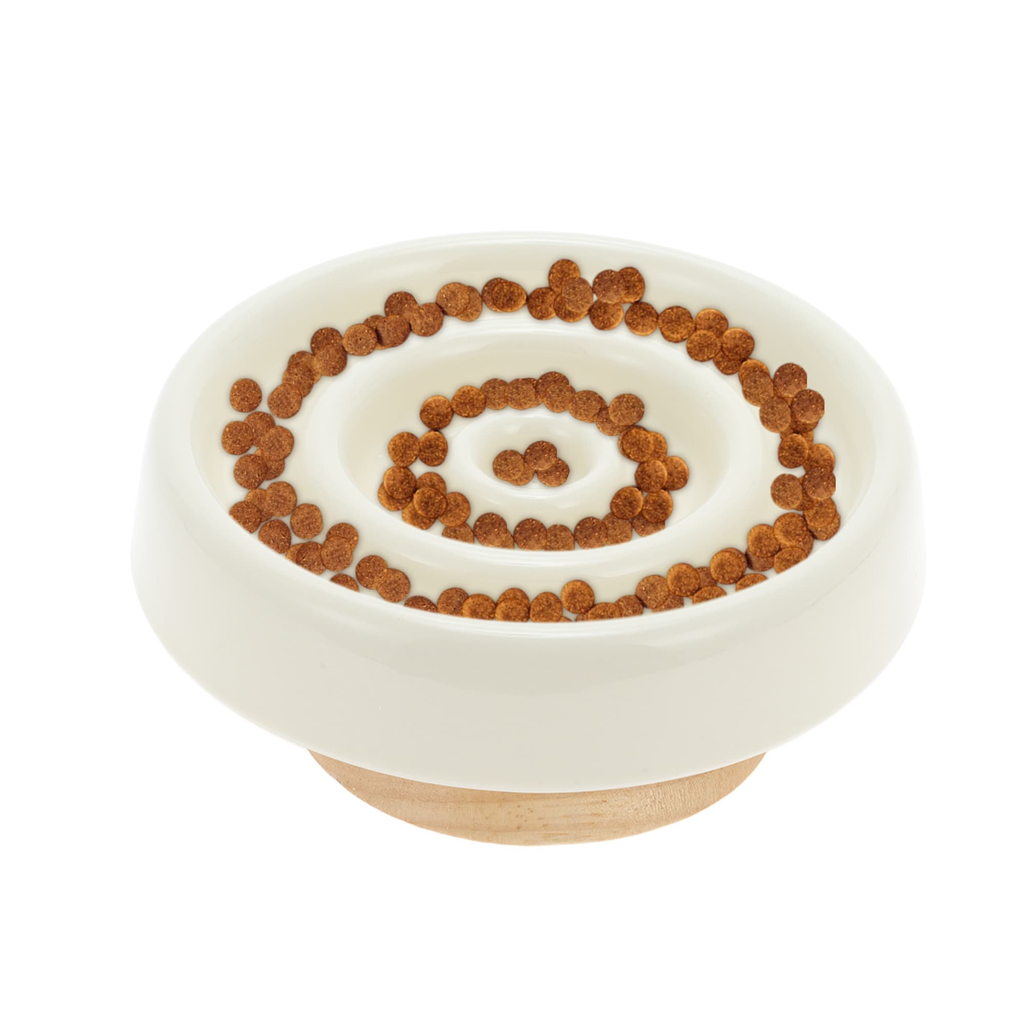 Unique Bargains Slow Feeder Dog Bowls Dog Bowls with Wooden Base Dog Slow Feeder Bowl Ceramic Pet Feeding Dishes for Good Eating Habits Apricot | Lowe's