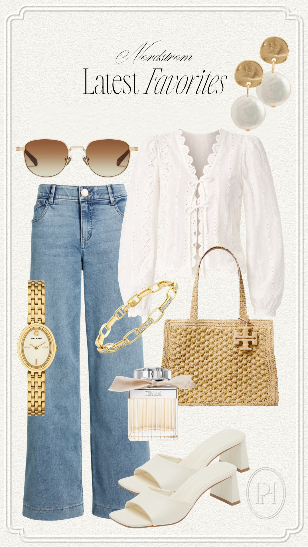 Nordstrom favorites I'm loving for spring!

spring style, spring fashion, spring outfit, spring look, wide leg jeans, wide leg denim, white blouse, front tie blouse, pearl earrings, sunglasses, gold watch, gold link bracelet, beach tote, mesh tote, designer tote bag, neutral handbag, white sandals, block heel sandals, women's fragrance, perfume 

 #LTKgrwm #LTKootd #LTKSeasonal