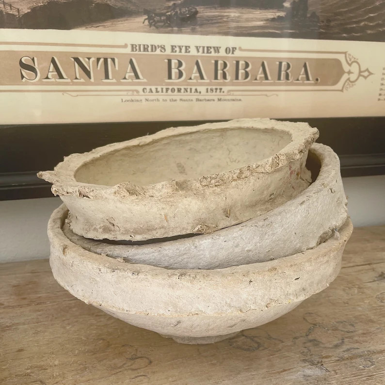 Antique Paper Machè Bowl, Holiday Decor, Wabi Sabi, Vintage Designer Decor - Etsy | Etsy (US)