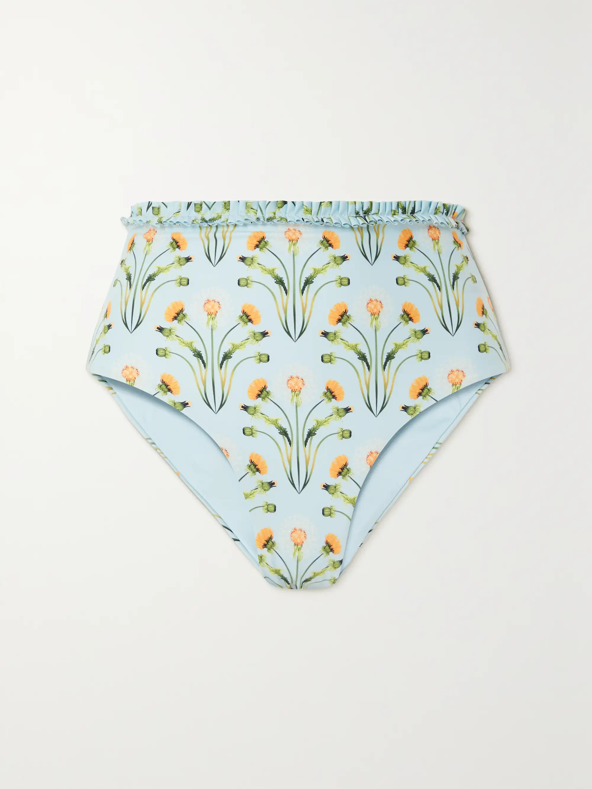 Nopal ruffled floral-print recycled bikini bottoms | NET-A-PORTER (US)