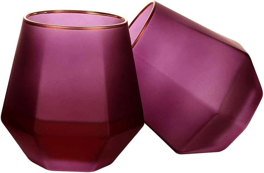 HUHUXIAOWU Matte Whiskey Glasses, Elegant Hexagon Gold Edge Plated Wine Glasses Cocktails Tumbler... | Amazon (US)