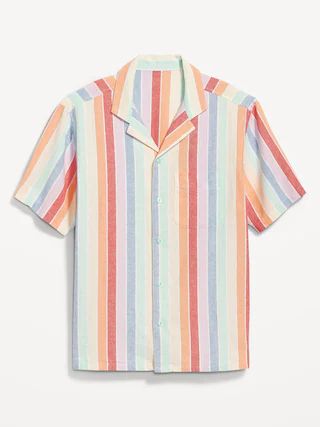 Matching Pride Gender-Neutral Linen-Blend Camp Shirt for Adults | Old Navy (US)