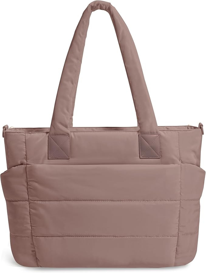 Tote Bag for Women Puffer Tote Bag Large Quilted Nurse Bag with Zipper for Work Travel | Amazon (US)