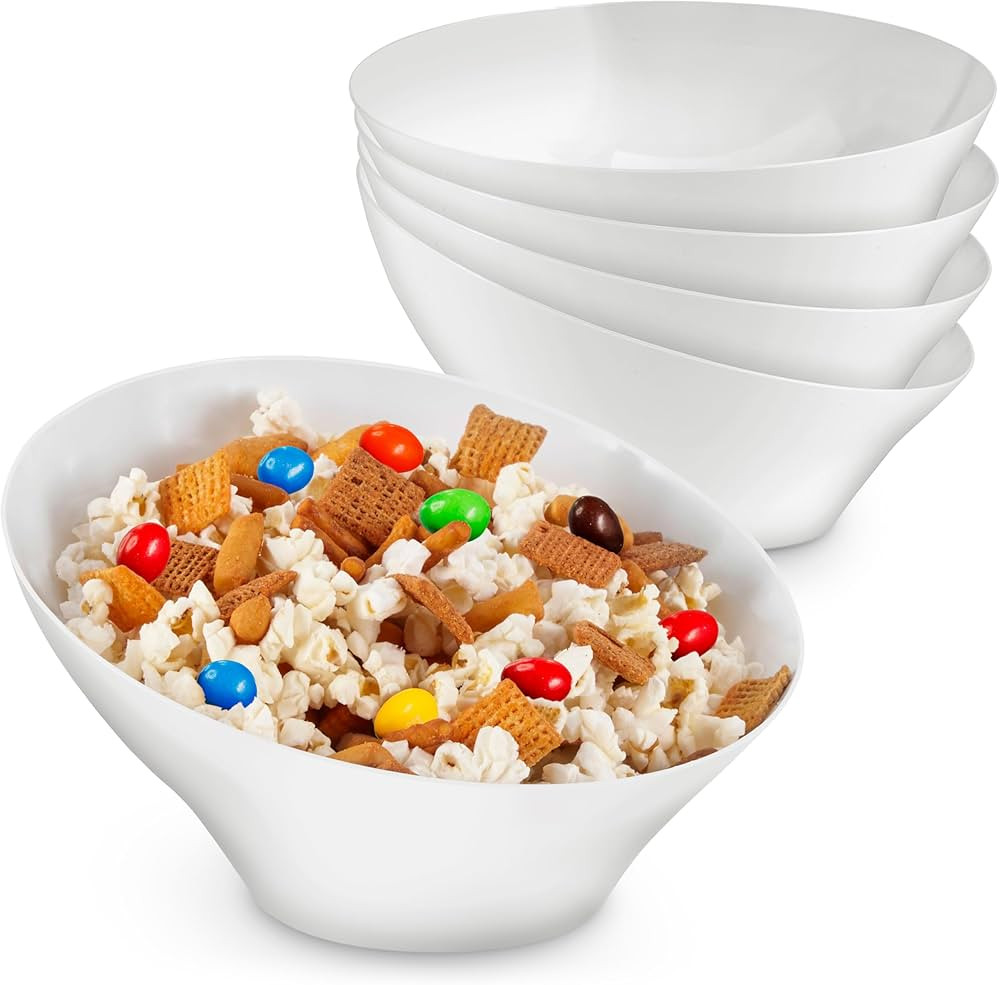20oz White Plastic Serving Bowls (4 Pack) Medium Disposable Snack Bowl Candy Dishes, Buffet Conta... | Amazon (US)