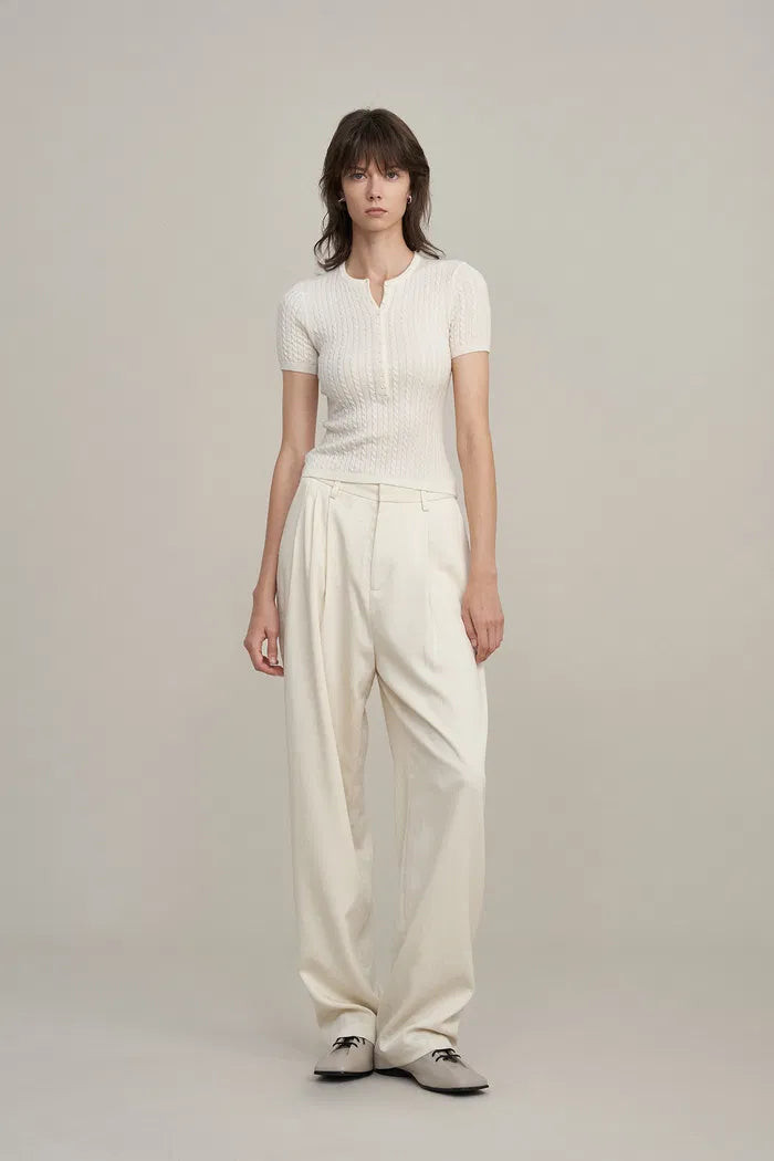 Lauren Cable Sweater in Merino Wool Knit | Fabrique