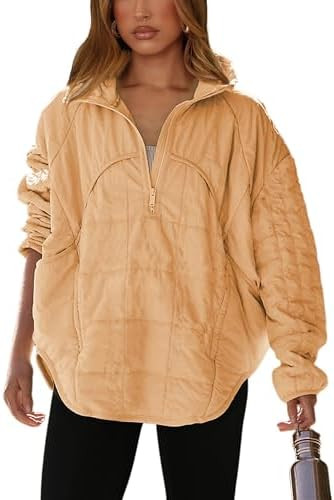 Daacee 2025 Oversized Lightweight Quilted Pullover Jacket for Women Half Zip Up Puffer Jackets Pa... | Amazon (US)