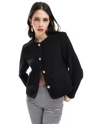 ASOS DESIGN – Czarna kurtka z dzianiny boucle | ASOS (Global)