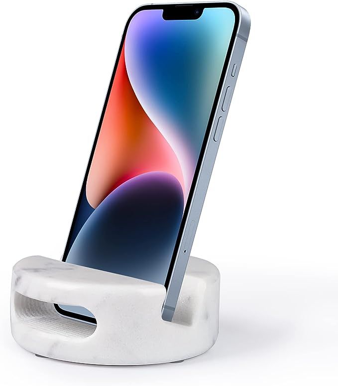 Elegant and Versatile White Marble Phone Stand with Sound Amplification Round Phone Holder Functi... | Amazon (US)