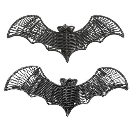 2Pack Halloween Outdoor Wicker Bat Decor Decorations, Halloween Decorations Black Woven Bats, Black Wickers Rattan Bats Halloween Decorations Indoor & Outdoor | Walmart (US)