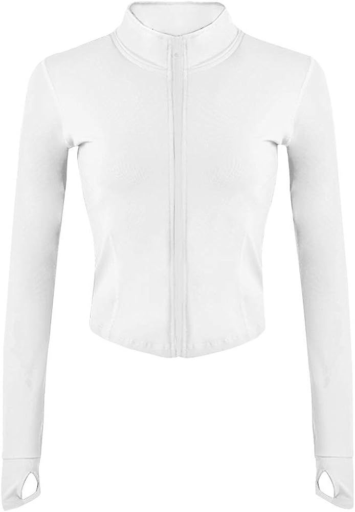 Gihuo Women's Athletic Full Zip Lightweight Workout Jacket with Thumb Holes | Amazon (US)