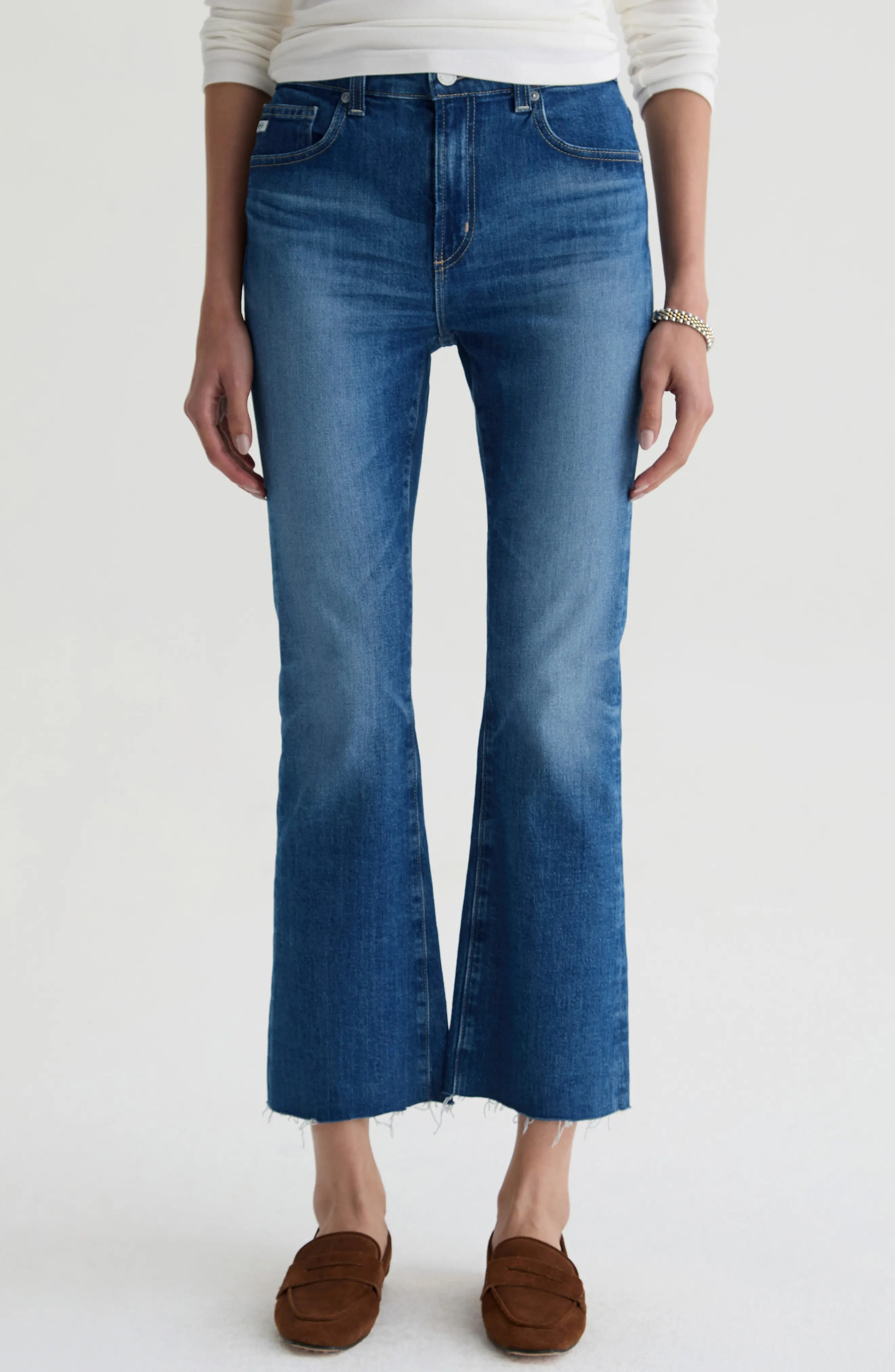 AG Farrah Raw Hem Crop Bootcut Jeans in Runway at Nordstrom Rack, Size 32 | Nordstrom Rack