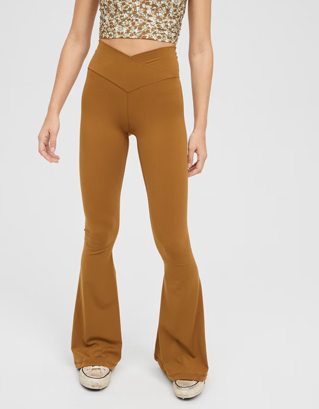 OFFLINE By Aerie Real Me High Waisted Crossover Flare Legging | American Eagle Outfitters (US & CA)