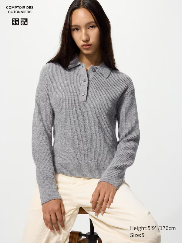 Wool Blend Polo Jumper | UNIQLO (UK)